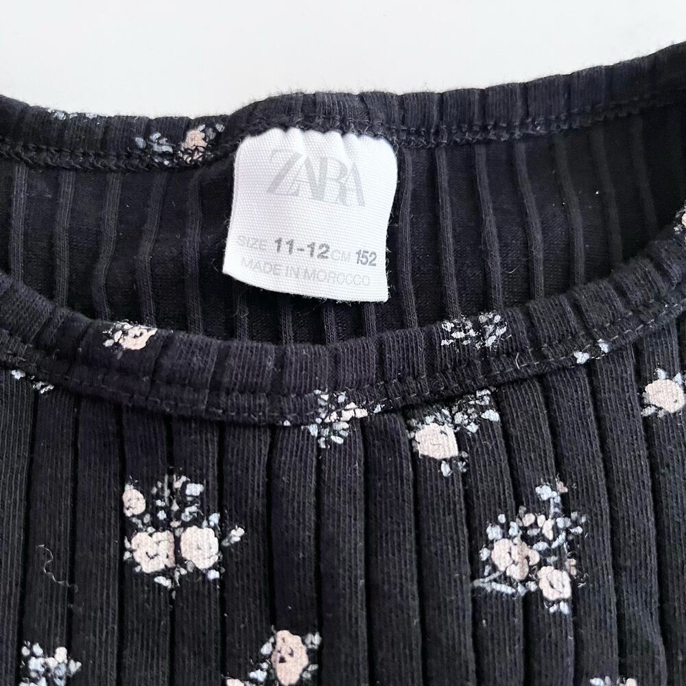 Zara girls ribbed floral top size 11/12 - Picture 4 of 7